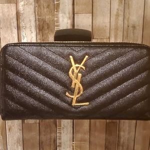 YSL logo zippy wallet